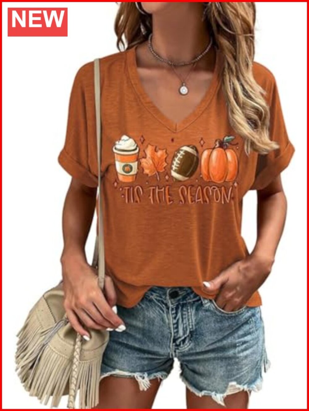 Women's Halloween Thanksgiving V Neck Tee Casual Fall Shirt Loose Fit